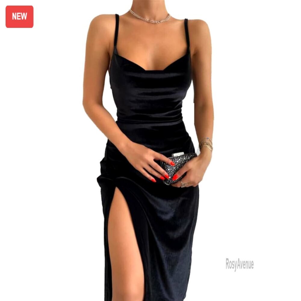 Velvet Spaghetti Strap Bodycon Dress for Club Night Out
